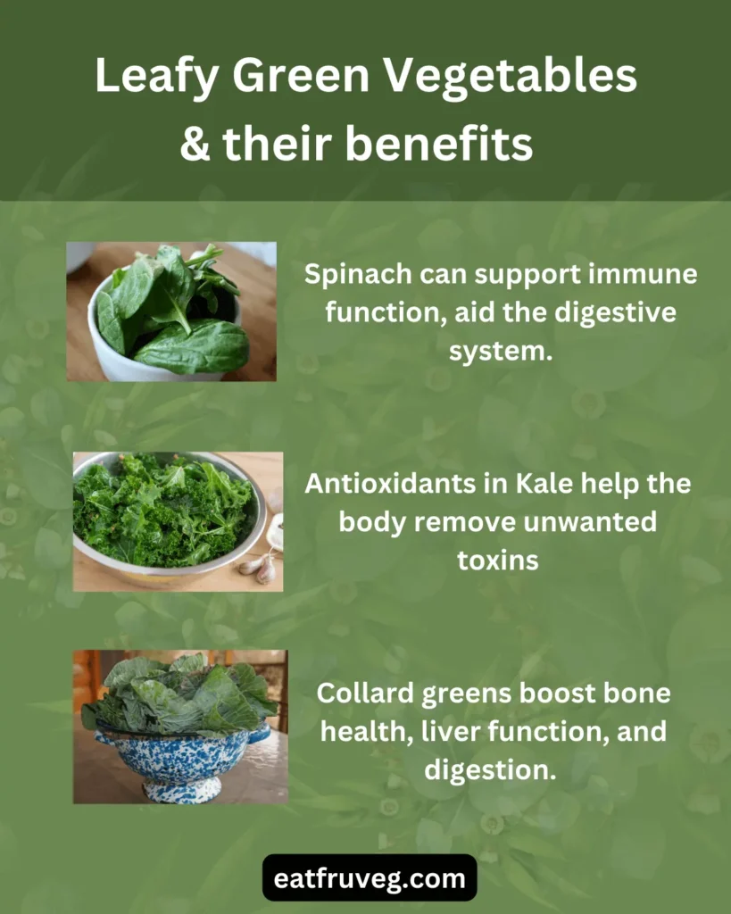 Info Graph showing leafy green veggies & their benefits